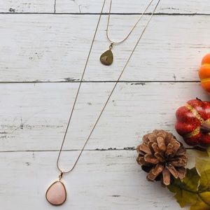 NWT LOFT Gold 2-Piece Stone Pendant Necklace